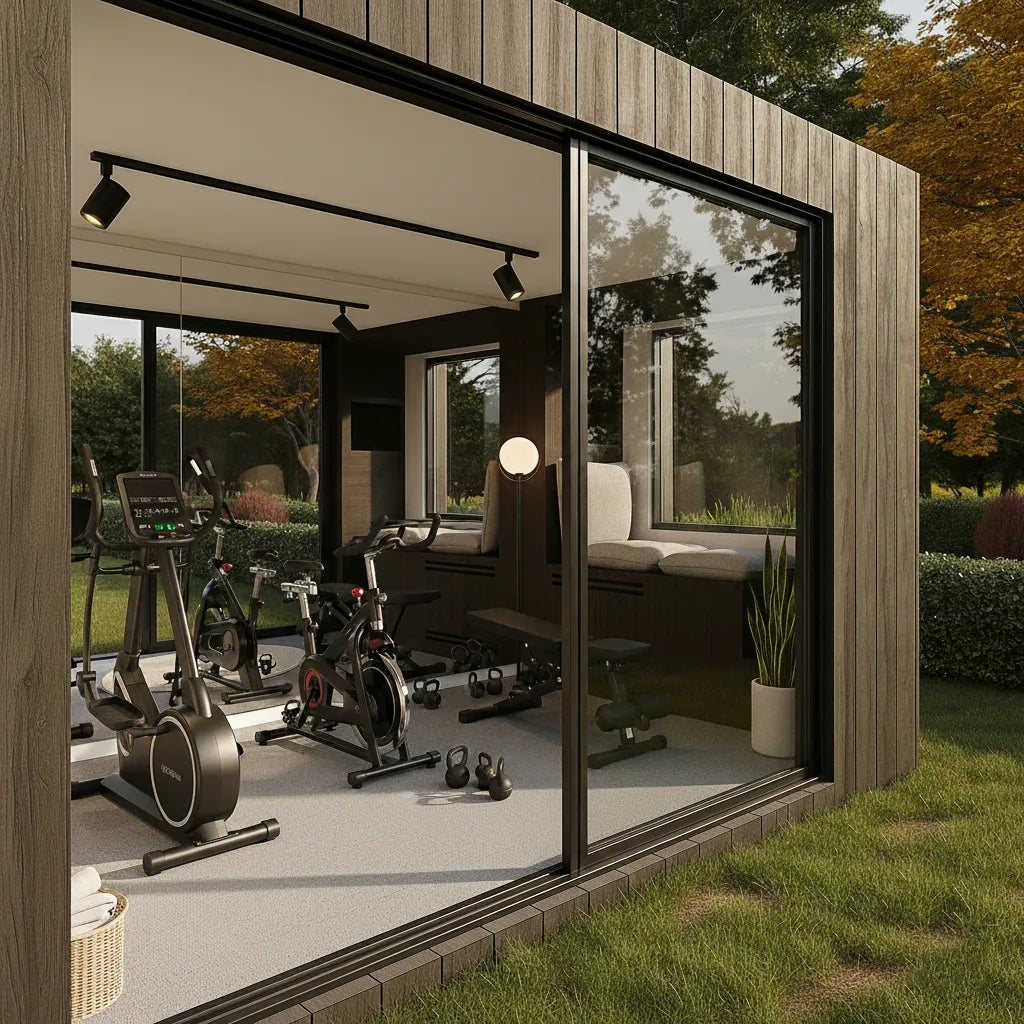 Interior de un NOOK Base negro usado como sala de fitness