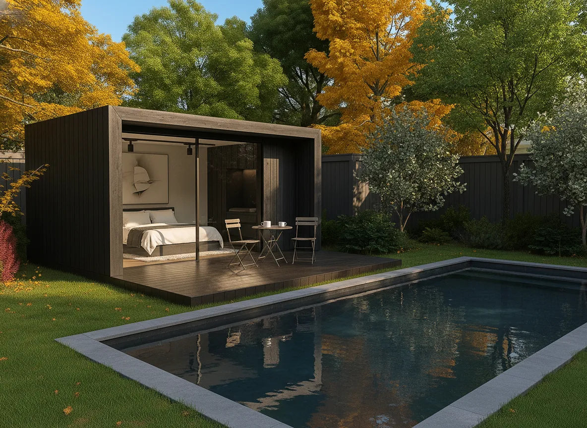 Zona de cambio junto a la piscina en un NOOK