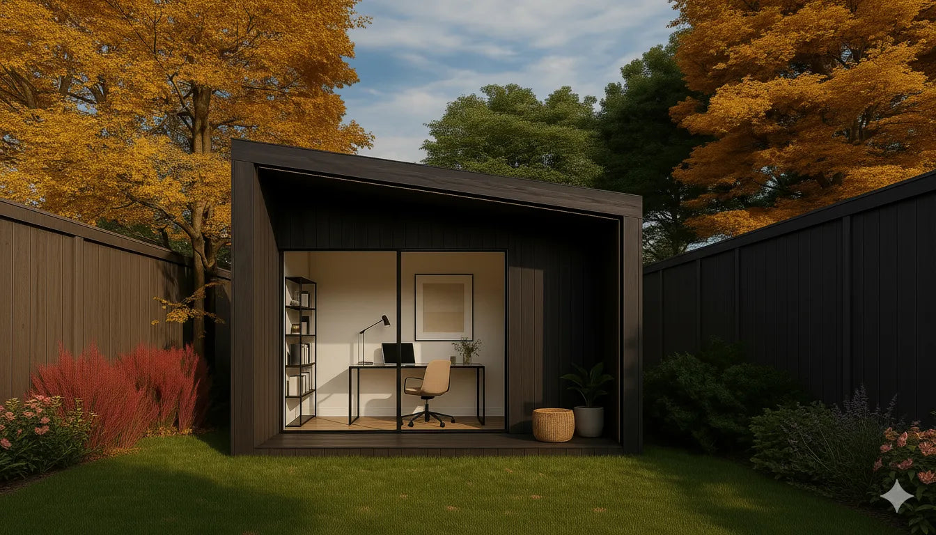 NOOK Base garden room in Millboard Golden Oak finish