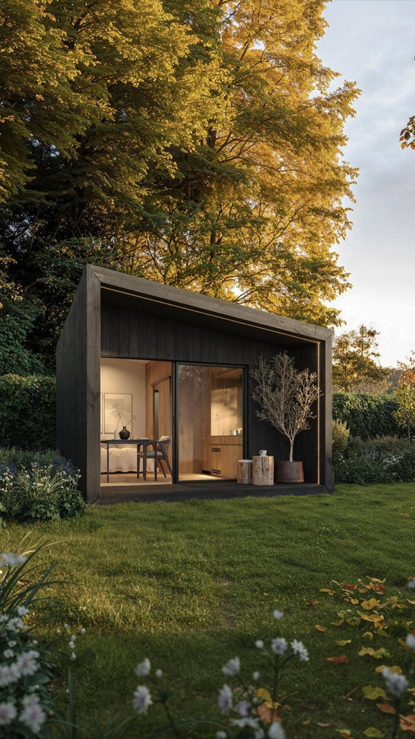 Porche con cubierta inclinada