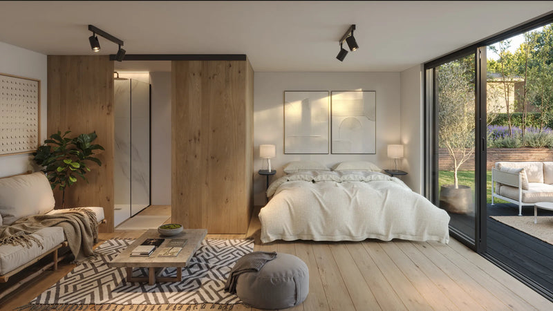 Visualisation of a NOOK 20 with a bedroom and bathroom